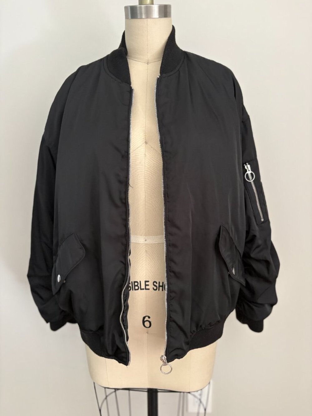 Sincerely Jules "Boy Bomber" Jacket Black Oversized Slouchy Utility Outerwear S